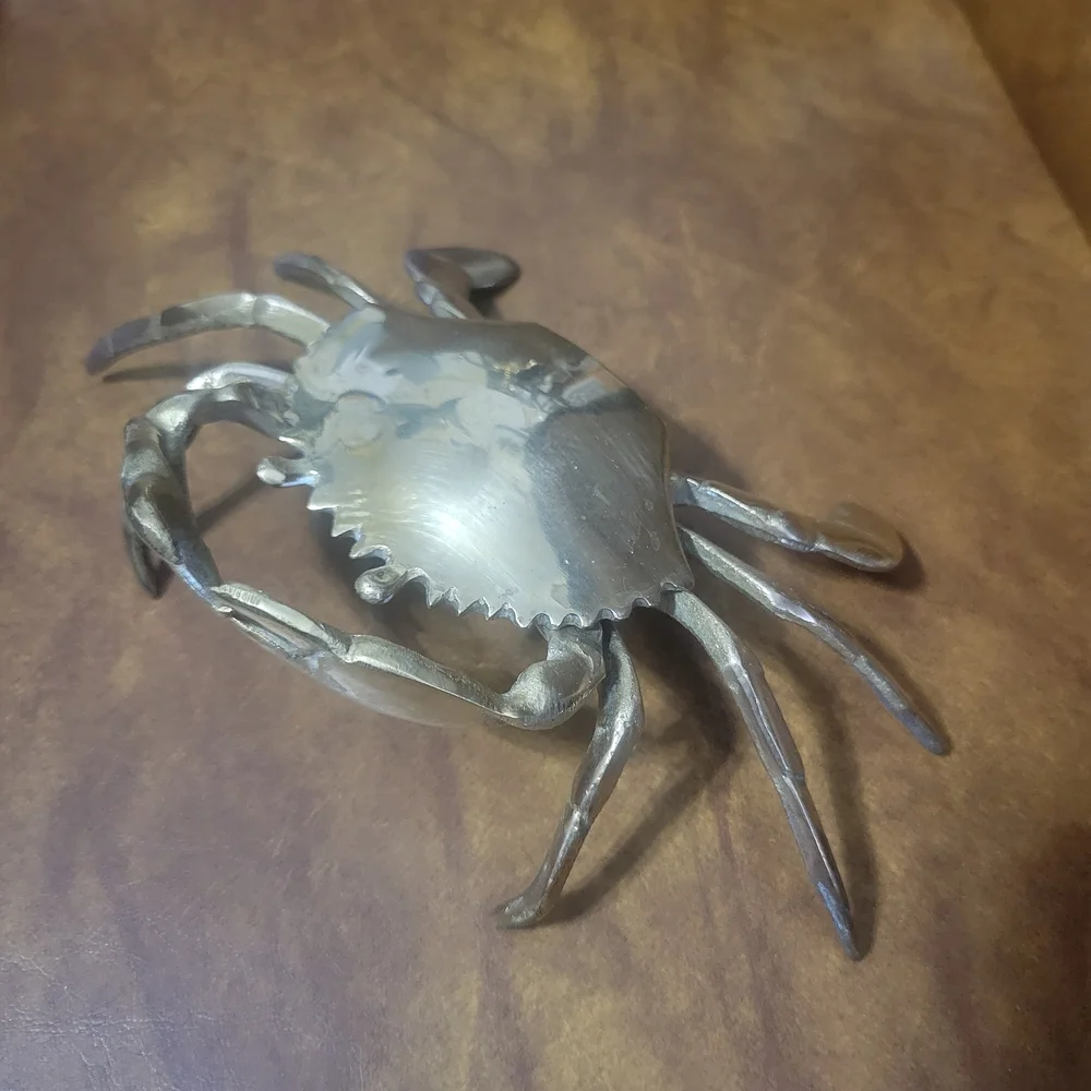 VTG Brass Crab Trinket Box